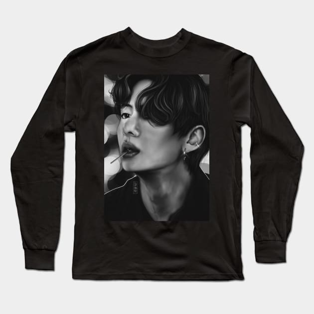 kim taehyung Long Sleeve T-Shirt by CherrySketch